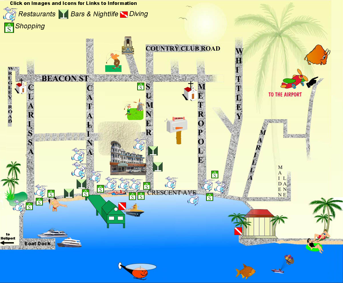 Catalina Map of Attraction tours shops food